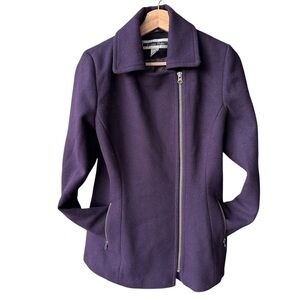 Kristen Blake Jacket Peacoat Purple Wool Zip Preppy Business Academia‎ Sz Medium